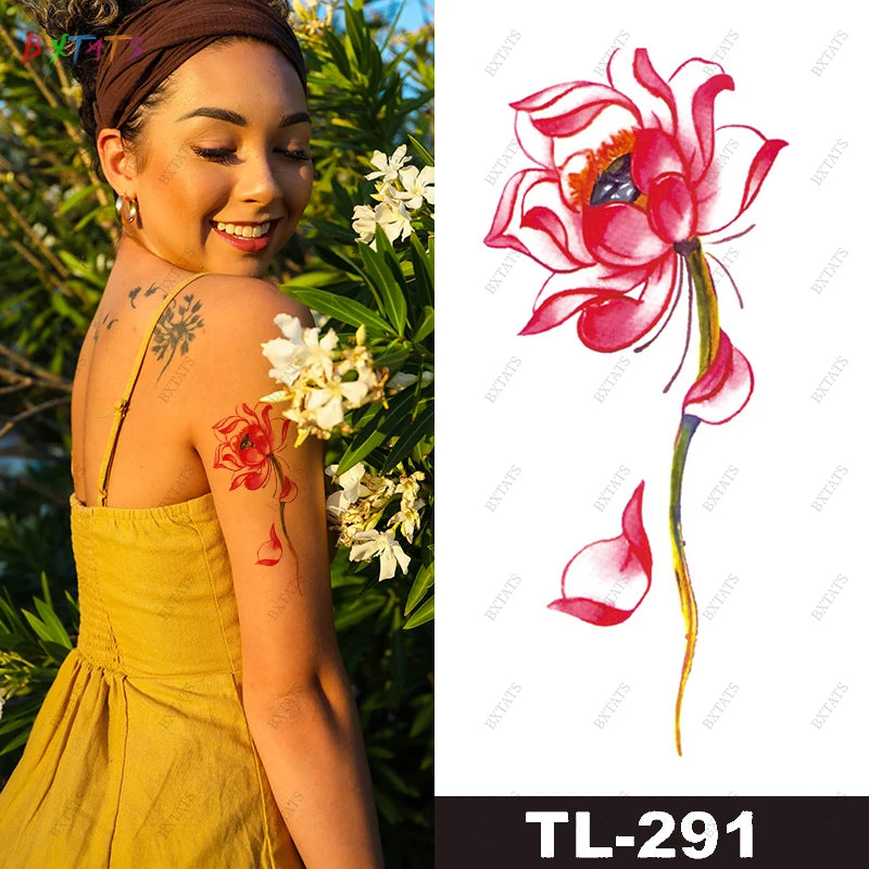 Hot Sell Non Toxic Temporary Flower Tattoo Sticker for Women and Girls Lasting 5-7 Days