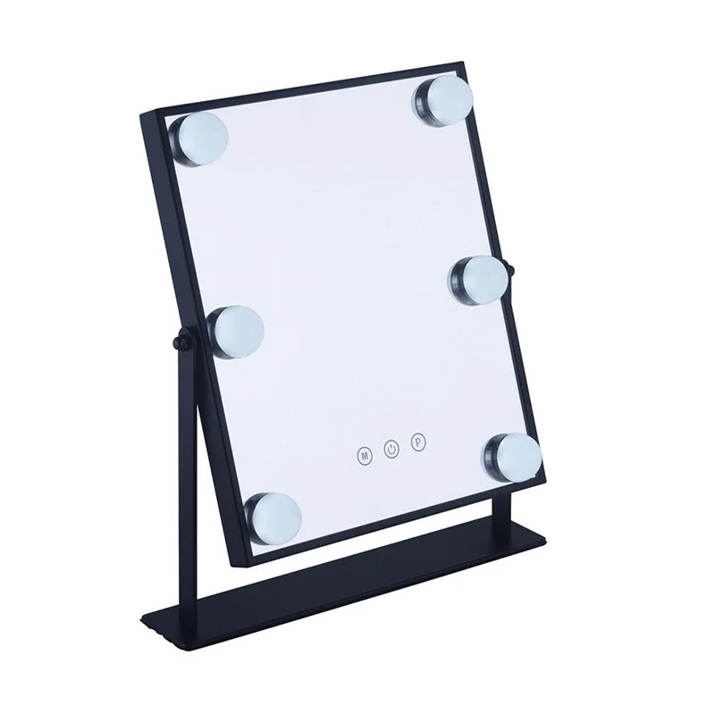 Custom Portable Desk Cosmetic Mirror Black Led Make up cosmetic vanity Mirror With Light