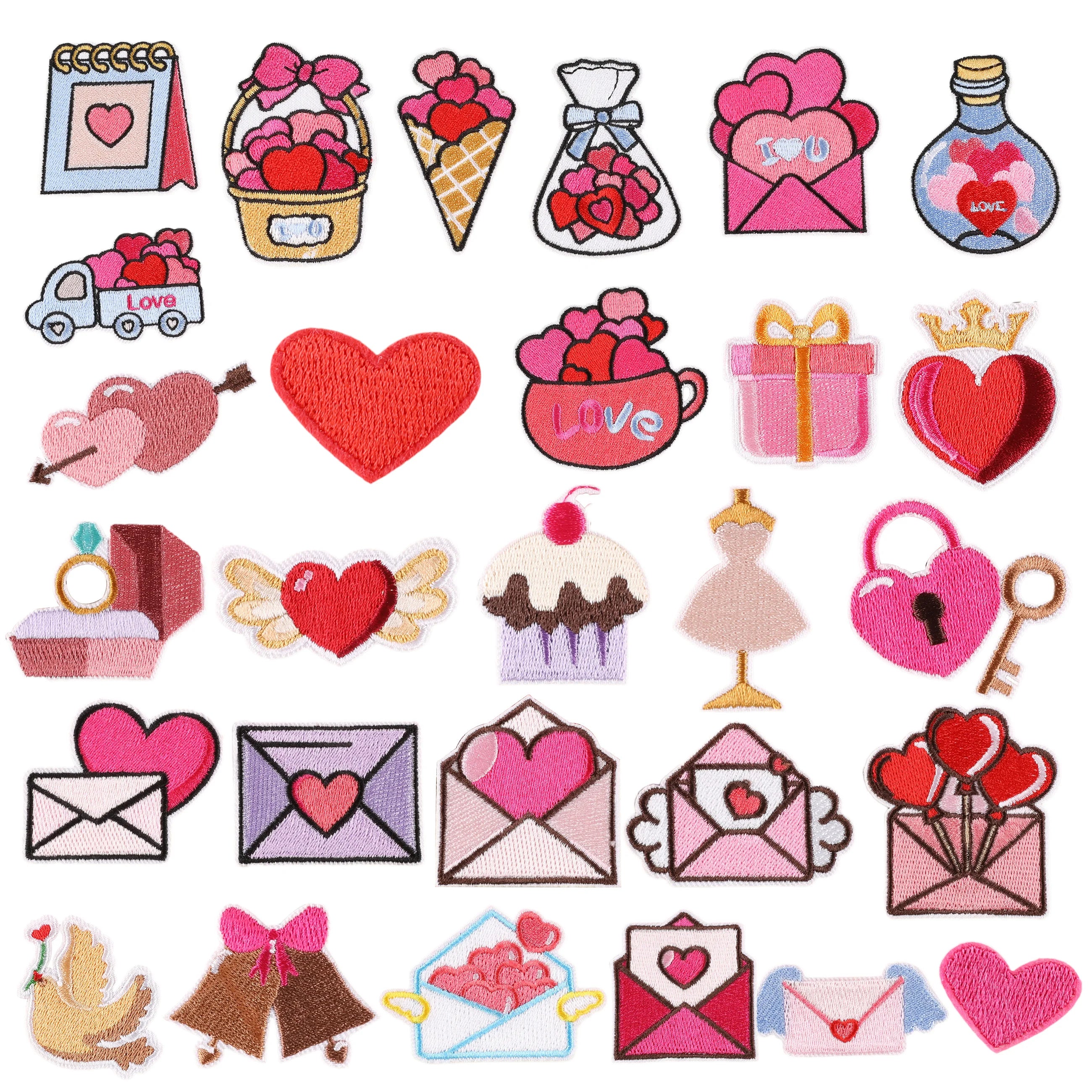 Valentine's Day Series Embroidery Iron-on love Letter love Heart Lock Wedding Ring Patches