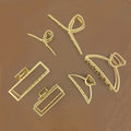 Elegant Women's Large Gold Metal Thick Shark Hair Claw Clips-Fashion Party Hair Accessories with Custom Logo Rectangle Design