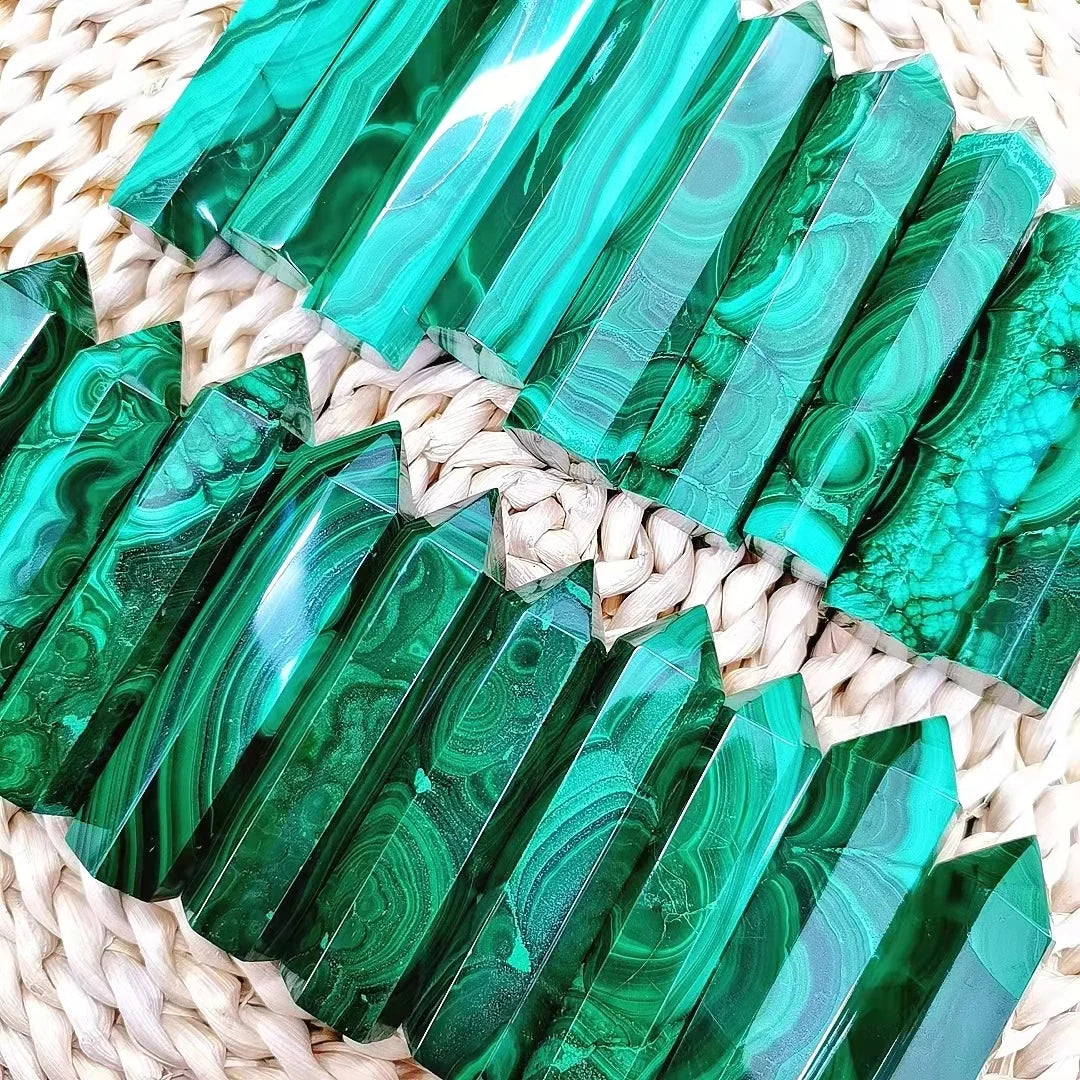 Wholesale Natural Malachite Tower Polished Malachite Gemstone Point for Decoration