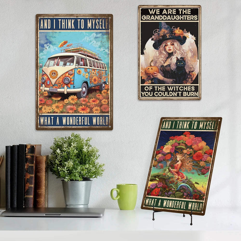 Metal Advertising Sign Retro Style Funny Coffee Cat Metal Wall Hanging Plate Vintage Decorative Plaque