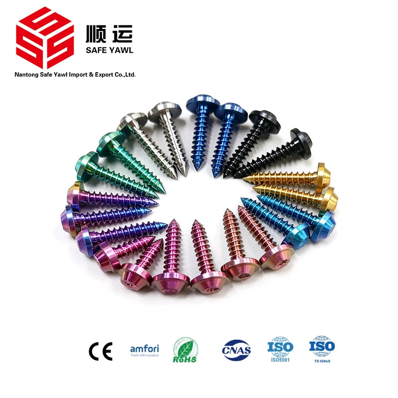Titanium Alloy M4-M5 High Strength 25mm Length Self-Tapping Screws Inner Blossom Design for Riding Modification Plum Steel