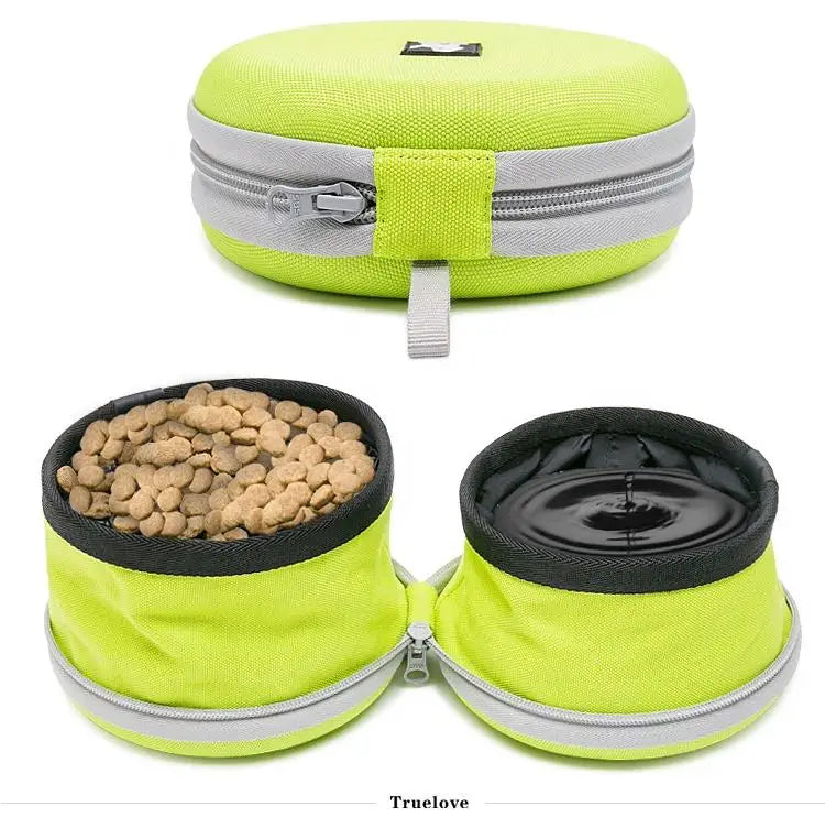 Perros Dog 2 in 1 Training Water Pet Snack Food Pouch Bag Portable Dog Travel Water Bowl With Stand