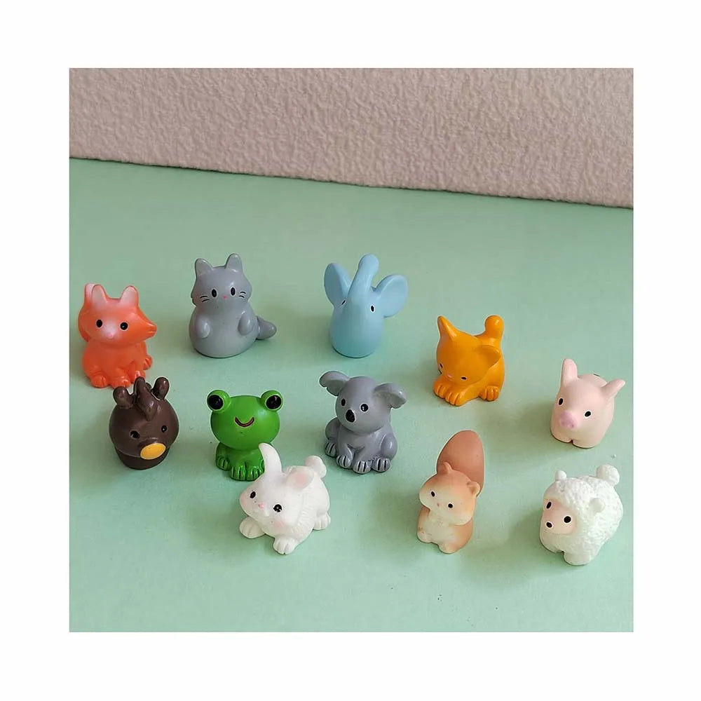 Bulk 100Pcs Mini Resin Animals Figures Miniature Fairy Garden Decor Slime Charm for Craft Landscape Terrarium Decoration