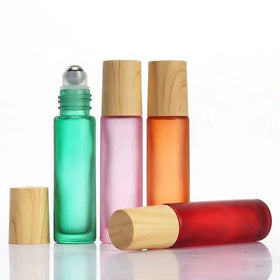 Essential Oil Roller Bottles 10ml Empty Refillable Roll on Bottle With Bamboo Lid Aromatherapy Travel Perfumes Bottles