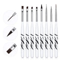 Nylon Hair 3D Flat Nail Brush Set for Art Customize logo Handle Nail Art Horn Brush Set From Japanese