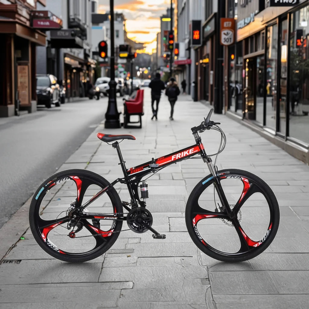Custom 26 Inch 21 Speed Full Suspension Fat Tire Mountain Bike Steel Fork Disc Brake Adult Bicycle
