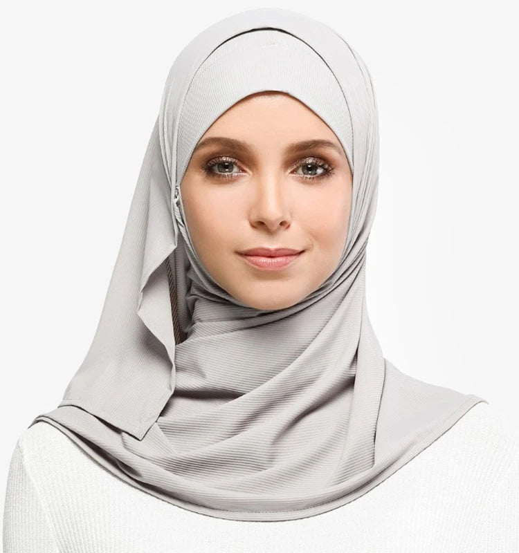 MOTIVE FORCE Custom Lightweight and Soft Ribbed Jersey Semi Instant Hijab Tudung Sports Muslim Hijab for Women