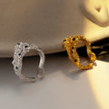ICEBELA Jewelry Korean Version S925 Sterling Silver Hollow Burn Crease Ring Female Open Diamond-set Index Finger Ring