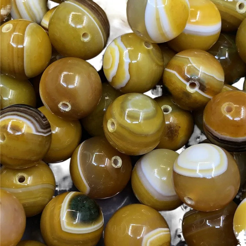 20mm Large Sardonyx Yellow Chalcedony Agate Eye Dzi Gem Loose Beads Diy Bracelet Necklace Gift