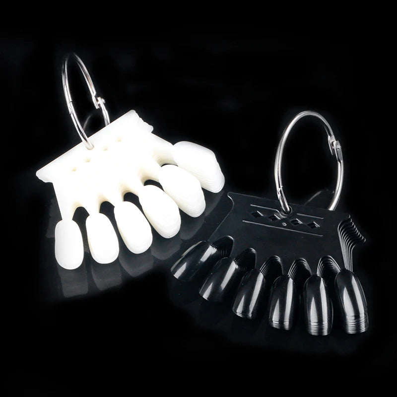 Professional 10pcs Portable Plastic False Gel Polish Nail Tips Display Solid 10pcs Nail Color Chart Base for Practice Essential