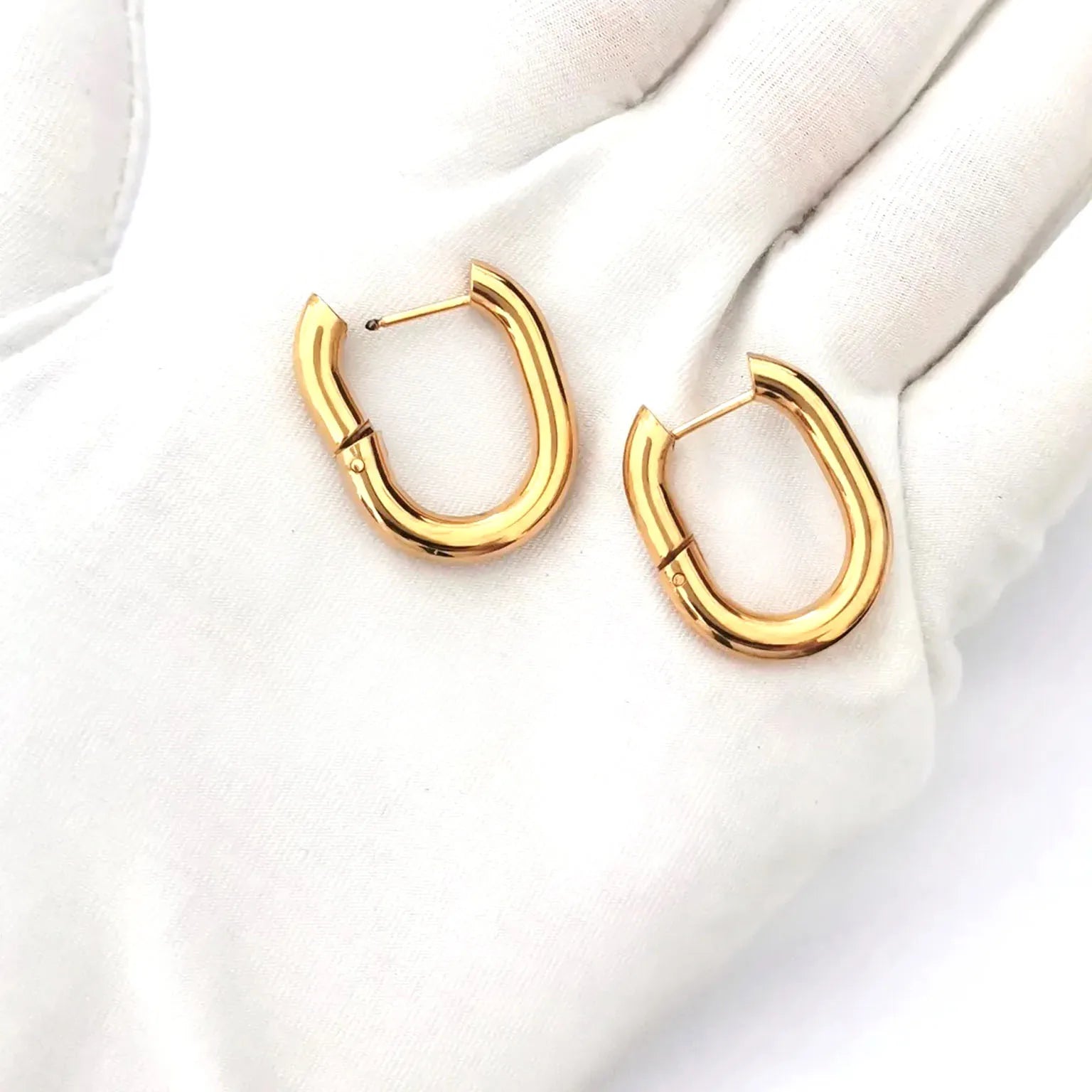 Trendy Gold Plated Geometric Stainless Steel Earrings for Women