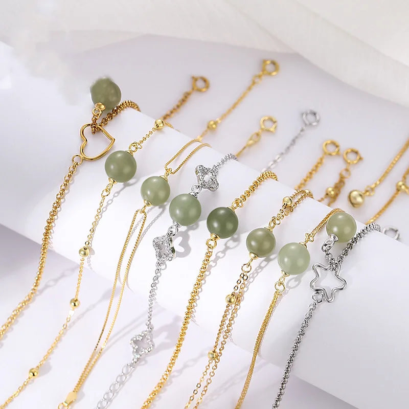 Sterling Silver Adjustable Bracelet Making Chain Half-finished Box Cable Ball Bead Chain W/ Extension Chain