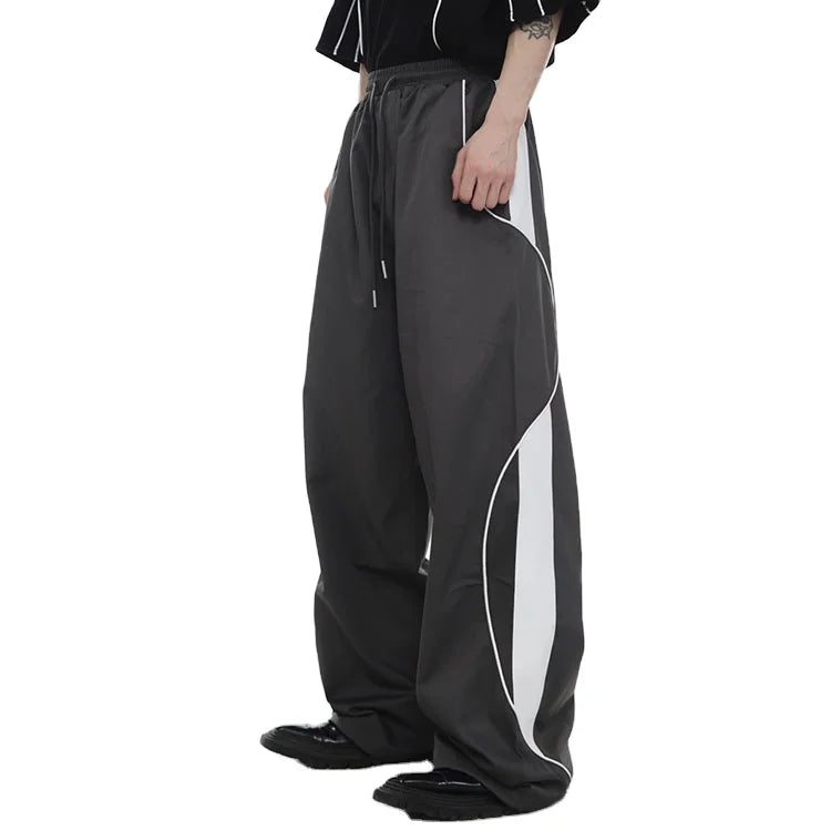 Wide Leg Men's Summer Structure Design Pants  Loose Versatile Pants
