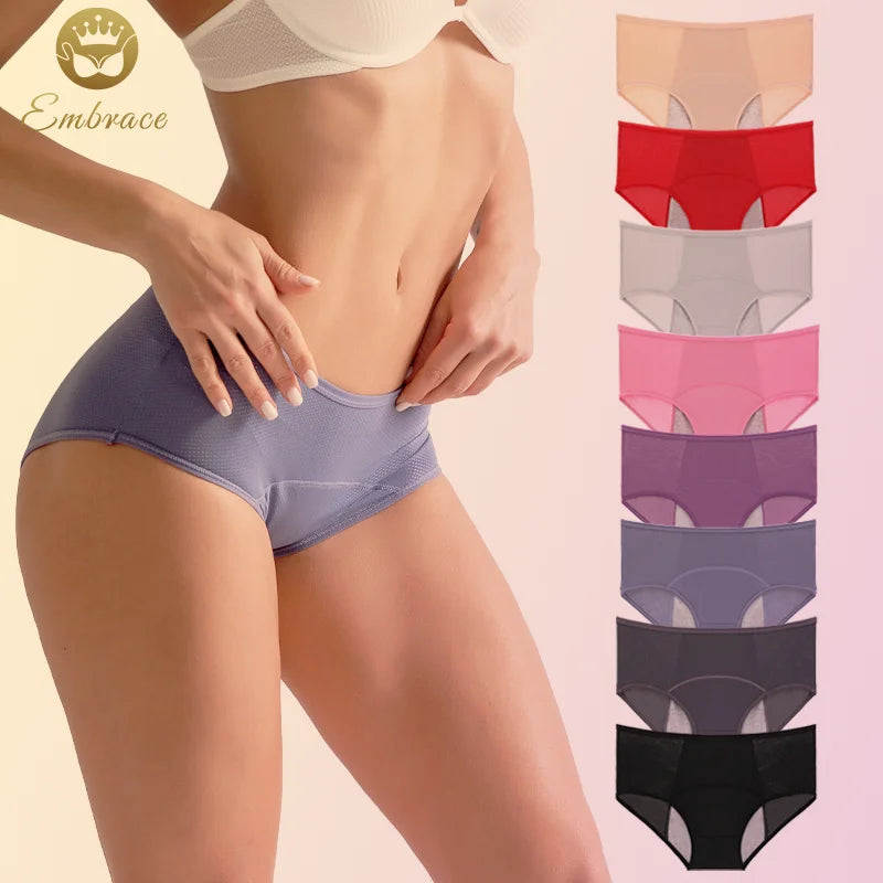 L-8XL 4 Layers Plus Mid Waist Bragas Mestruales Bamboo Leakproof Reusable Absorbent Incontinence Period Menstrual Panties