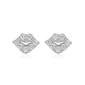 Fashion Design Jewelry 925 Sterling Silver CZ Diamond Lips Stud Earrings for Women