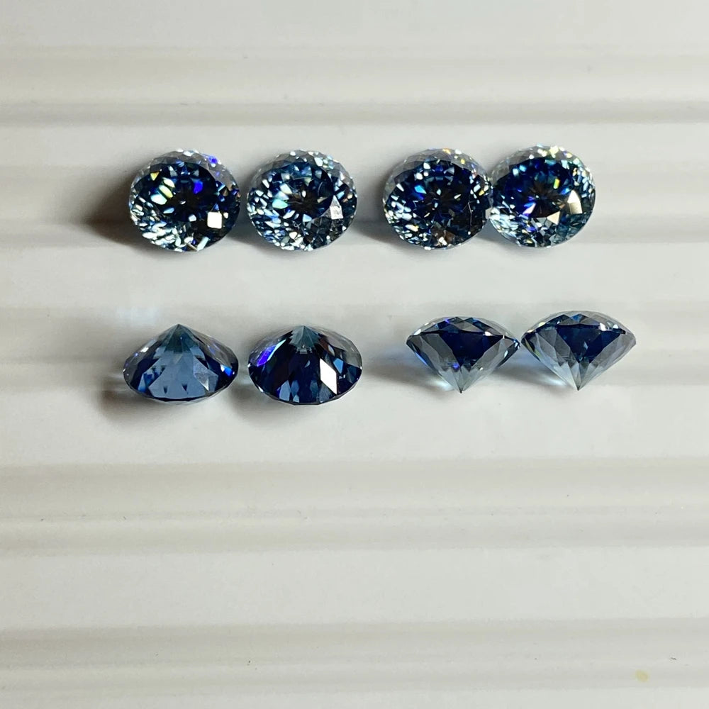 HQ GEMS Newest Color Lab Created 1carat 6.5mm 100 Faceted Cut Gemstone Sapphire Blue Moissanite Diamond Price Per Carat