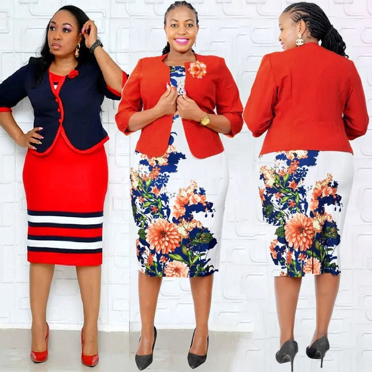 African Mother of the Bride Dresses 6XL Turkey Jacket Dress Suit Nigeria Two Piece Sets Party Clothes Plus Size Clothing