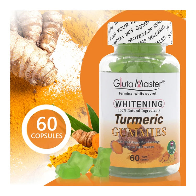100% Natural Ingredients Tumeric Gummies Supplement Strenghtens Immune Defenses Boosts Whitening Skin Health Turmeric Gummies
