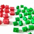 Plastic Board Game Tokens Pawns Red Hotels and Green Houses