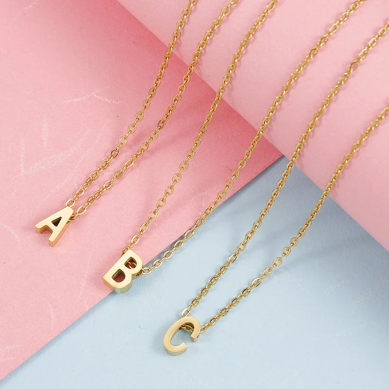 Wholesale Alloy Customized Initial Letter Pendant Alloy Stainless Steel Necklace