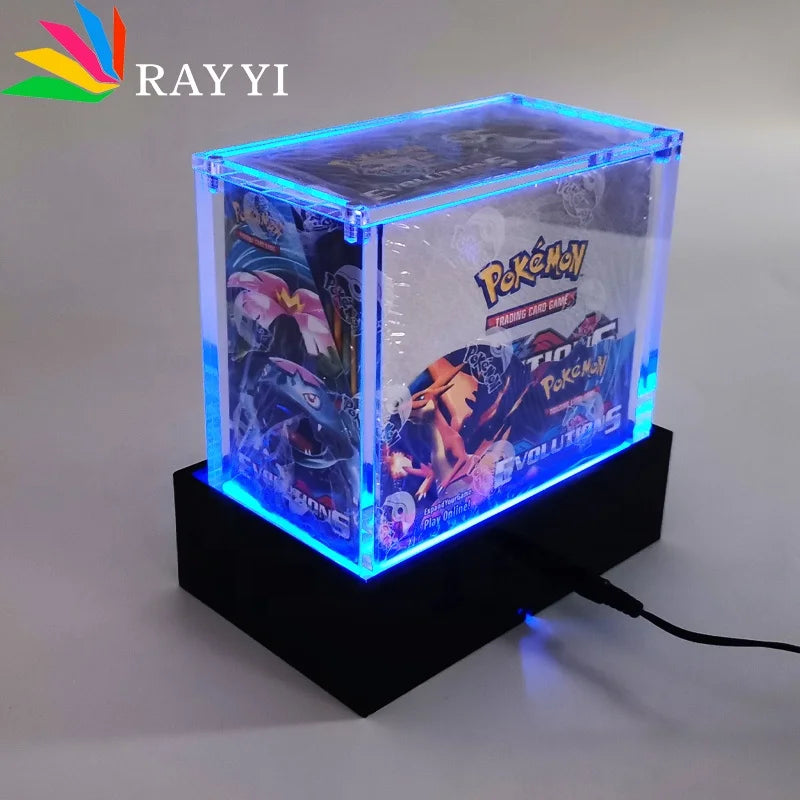 RAYYI Custom LED Stand Base Acrylic Sealed ETB Elite Trainer Box Hot Sale Portable Pokemon Booster Display Case LED Pedestal