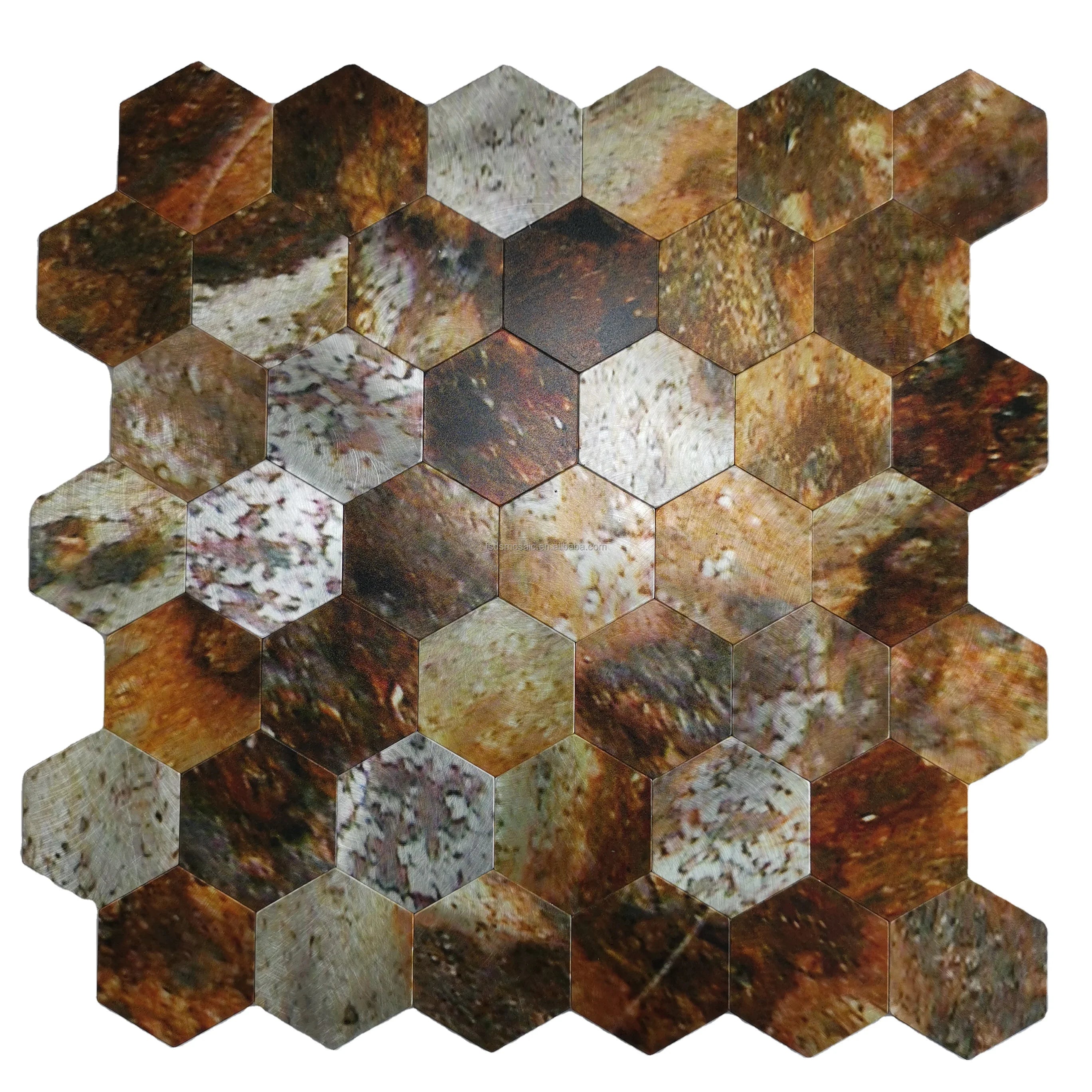 Peel and Stick Wall Tile Metal Self Adhesive Tile and Interior Brown PVC Aluminum Panel Backsplash Kitchen Bathroom Home Decor