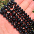 Wholesale 7.5'' Natural Faceted Black Tourmaline Gemstone Beads 6/8/mm for Bracelet Necklace Making