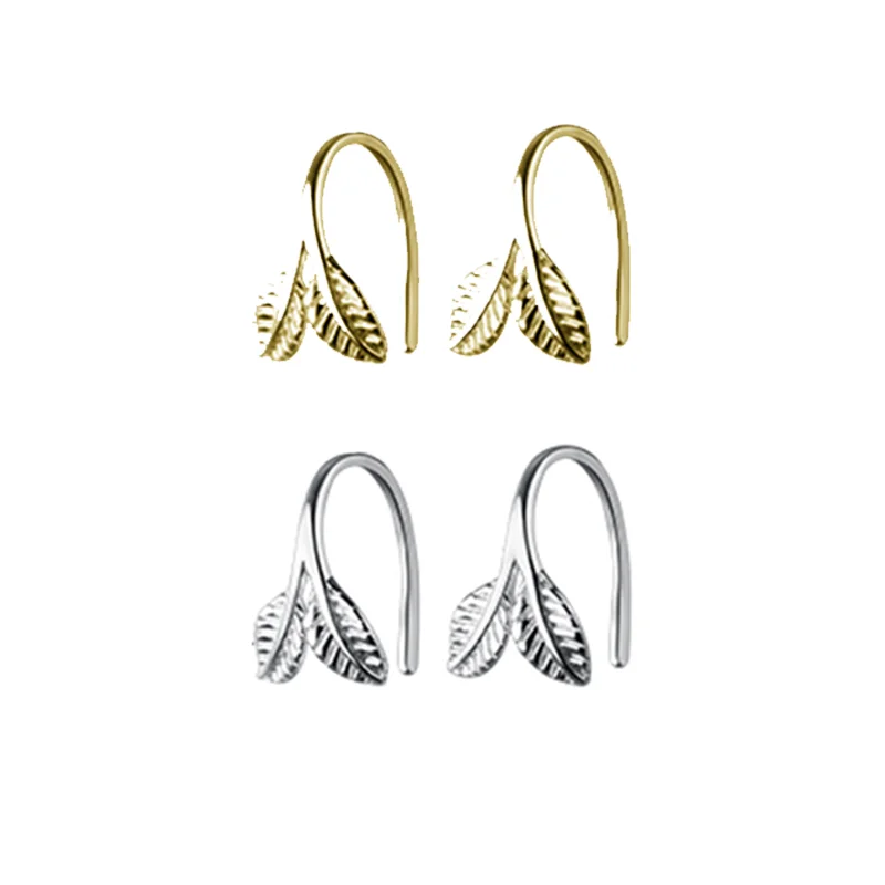 925 Sterling Silver Chic Branch Stud Earrings for Women Simple Gold-Plated Leaf Design for Weddings and Parties