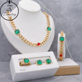 Wholesale Stainless Steel Crystal Glass Neckless Jewelry Sets Artificial Women De Joyas Earrings Gold for Weddings Parties
