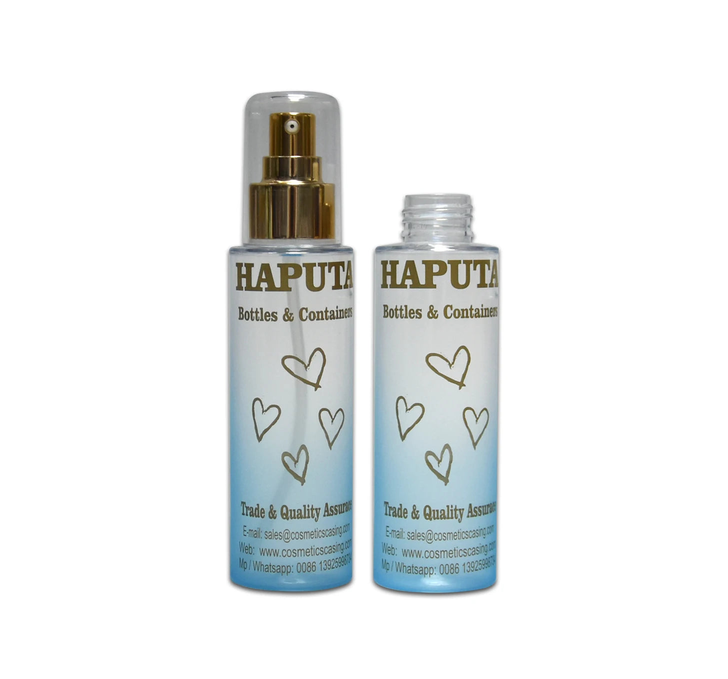 Customized Blue PET Plastic Bottles for Skin Care Cream Cosmetic Packaging Dispenser Pump Bottle