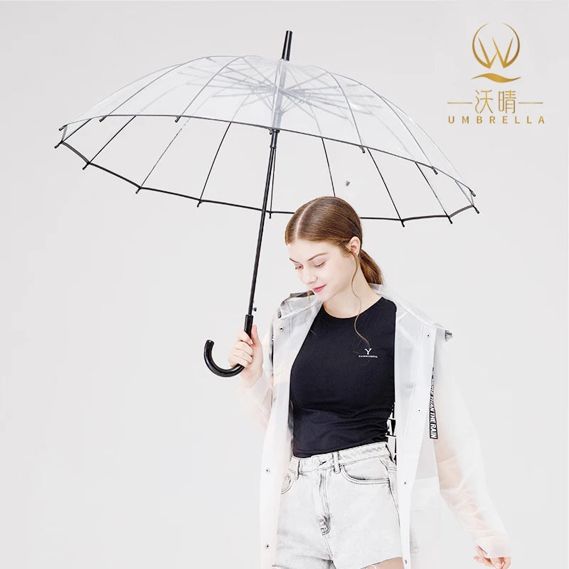 Hot Sale Transparent Manual Open Straight Umbrella for Adults Clear Colorful Modern/Classic/Oriental Design for Rain
