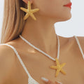 2023 New Arrival Summer European Popular Seaside Holiday Necklace 18K Gold Plated Starfish Pendant Rope Star Choker Necklace