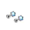 2025 Fashion 925 Sterling Silver Moonstone Bule Stone Screw Back Stud Earrings Set for Women Girl Fine Jewelry Wholesale