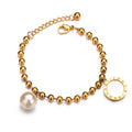 Stainless Steel Beads Bracelets Pearl Charm Bracelet Women Gold Plated Bracelet with Extender