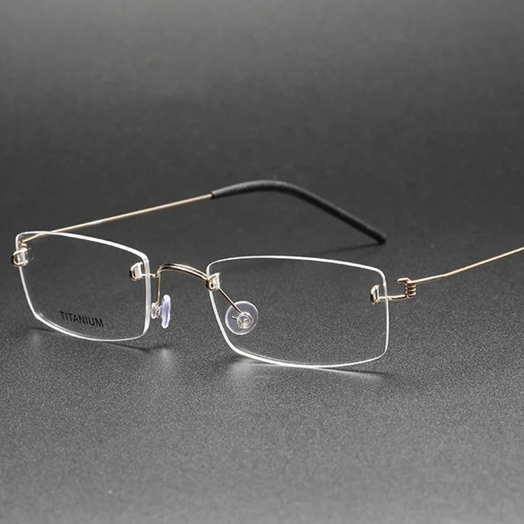 Custom Optical Eyeglasses Frames for Men Prescription Reading Rimless Titanium Spectacle Solid Pattern Low MOQ Frameless Eyewear