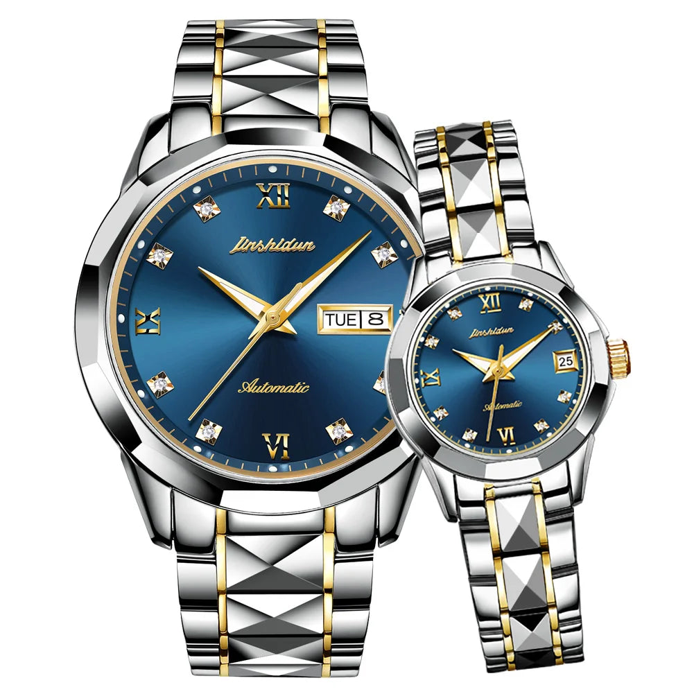 JSDUN 8813 Oem Custom Skeleton Automatic Mechanical Gold Men Skeleton Stainless Steel Mechanical Watches for Men Wrist