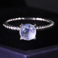 C5034 Abiding High-end Minimalist Solitaire Moonstone Gemstone Engagement 925 Sterling Silver Simple Twisted Band