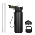 Haers 20oz Stainless Steel Water Bottle with Straw for School Boys Girls Teenagers BPA-FREE Leak Proof Double Wall Thermos