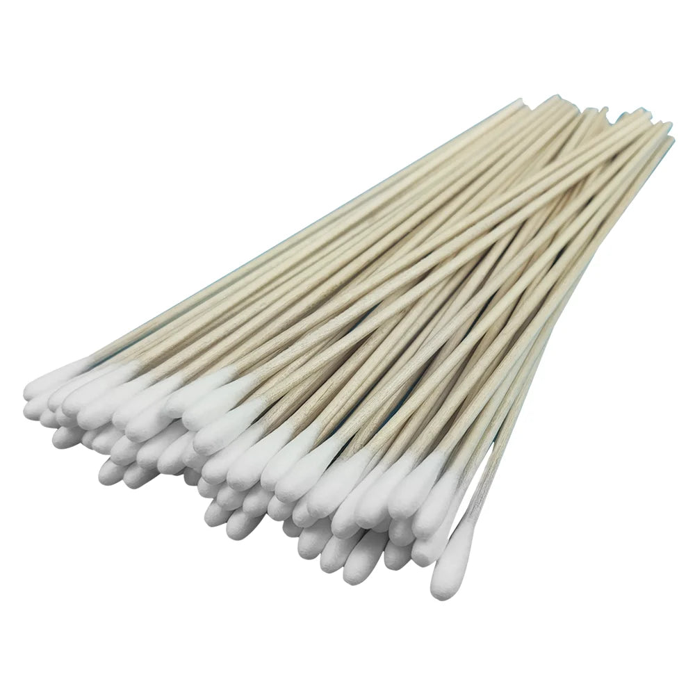 100Pcs Cleanroom Swabsticks Lint Free Wooden Handle Bamboo Cotton Swabs
