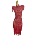 Elegant Birthday Wedding Rhinestone Dress Women Knee Length Formal Cocktail Pencil Dress Ladies Tassel Night Club Party Dress