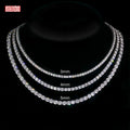 GIGAJEWE Graduated Round Cut Moissanite Tennis Necklace 18K Gold Plated 925 Sterling Silver Hand Setting Fine Jewelry for Women