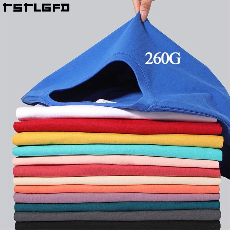 Blank Short Sleeve T Shirts Regular 280gsm Heavyweight 100% Cotton Men Tshirt Thick Cotton Oversized Boxy T Shirt