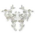 WDP-542 Crystal Flower Shoulder Patches Embroidery Bead Sewing Rhinestone Bodice Appliques for Bridal Gown Evening Dress