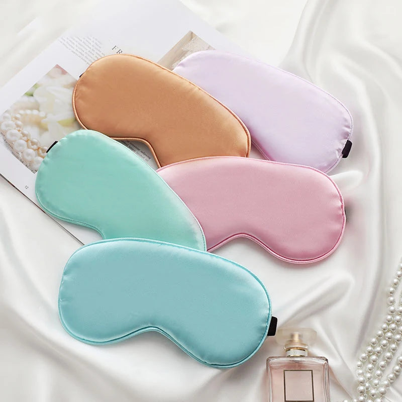 Adjustable Eye Mask Super Soft and Breathable Cotton Filling Silky Satin Sleep Mask With Adjustable Belt