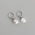 Korea Style Baroque Irregular Freshwater Pearl Dangle Earrings S925 Sterling Silver Hoop Earrings Jewelry