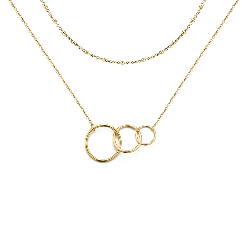 Wholesale Multilayers Stainless Steel Link Circle Necklace