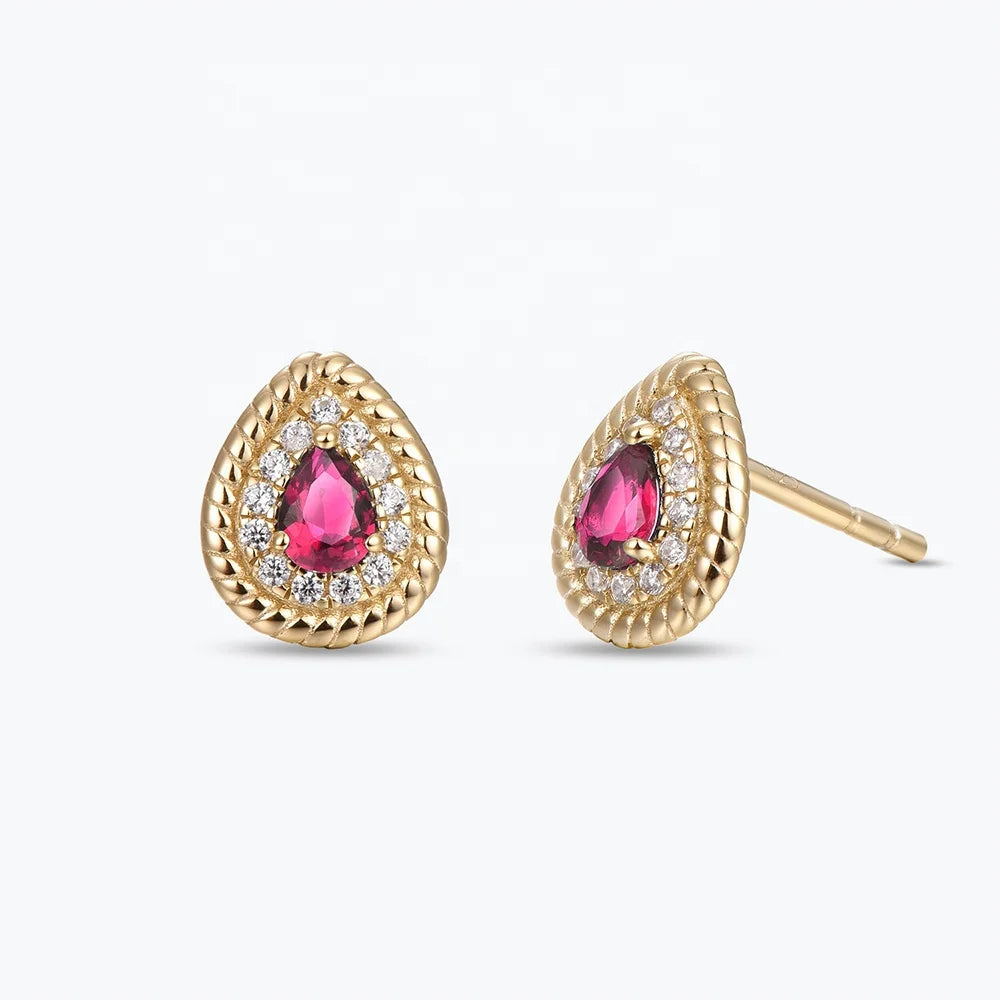Best Jewelry Wholesale Fashion Silver 925 Sterling Fine Jewelry Earrings Water Drop Shape Ruby Girl's Earrings
