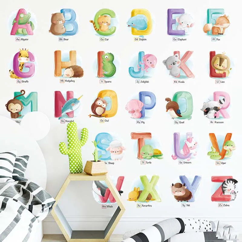 Creative Cartoon Alphabet Stickers Letters Wall Sticker Decoration Home Decor Wall Art Sticker